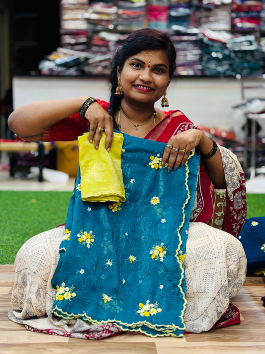 Space cutwork embroidery saree
