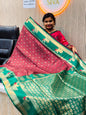 Vintage semi Gadwal  Peacock borders  Floweral Embroidery