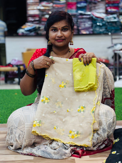 Space cutwork embroidery saree