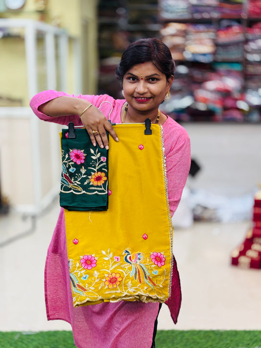 Designer peacock embroidery sarees