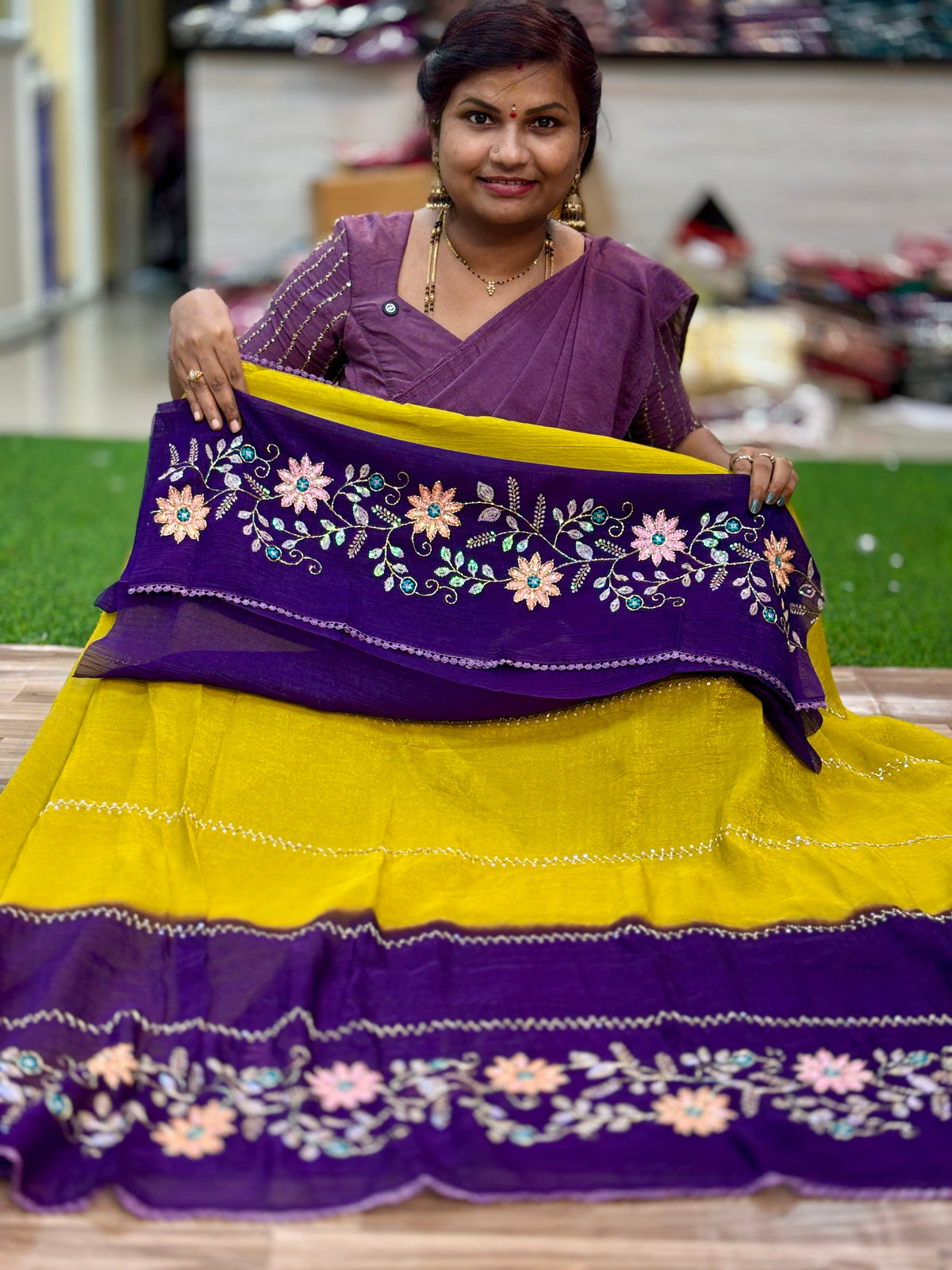 2D Space handwork embroidery saree