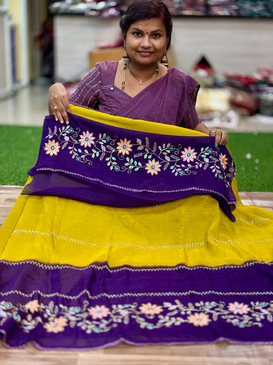 2D Space handwork embroidery saree
