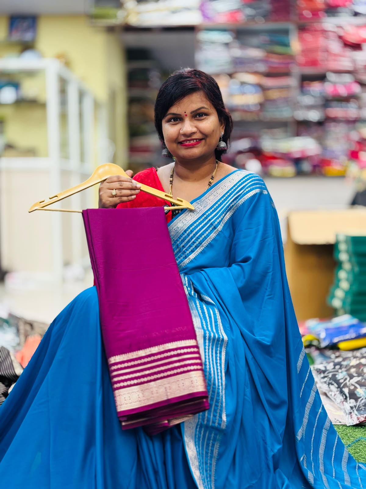 Semi Mysore crepe  Weaving designer borders
