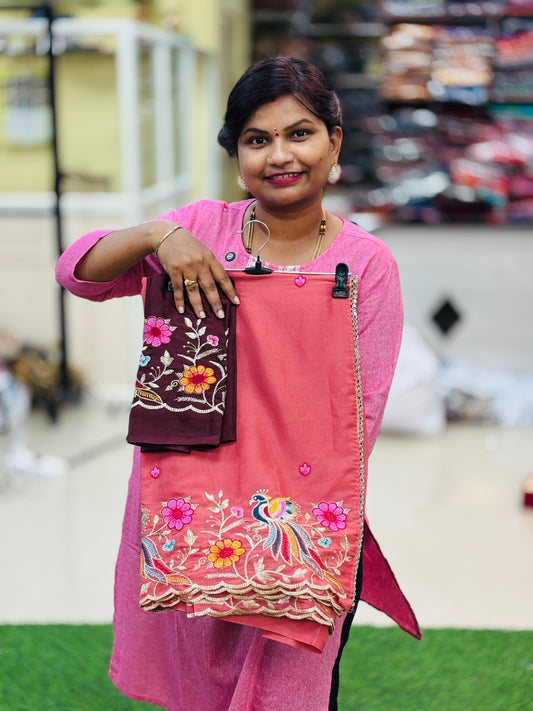 Designer peacock embroidery sarees