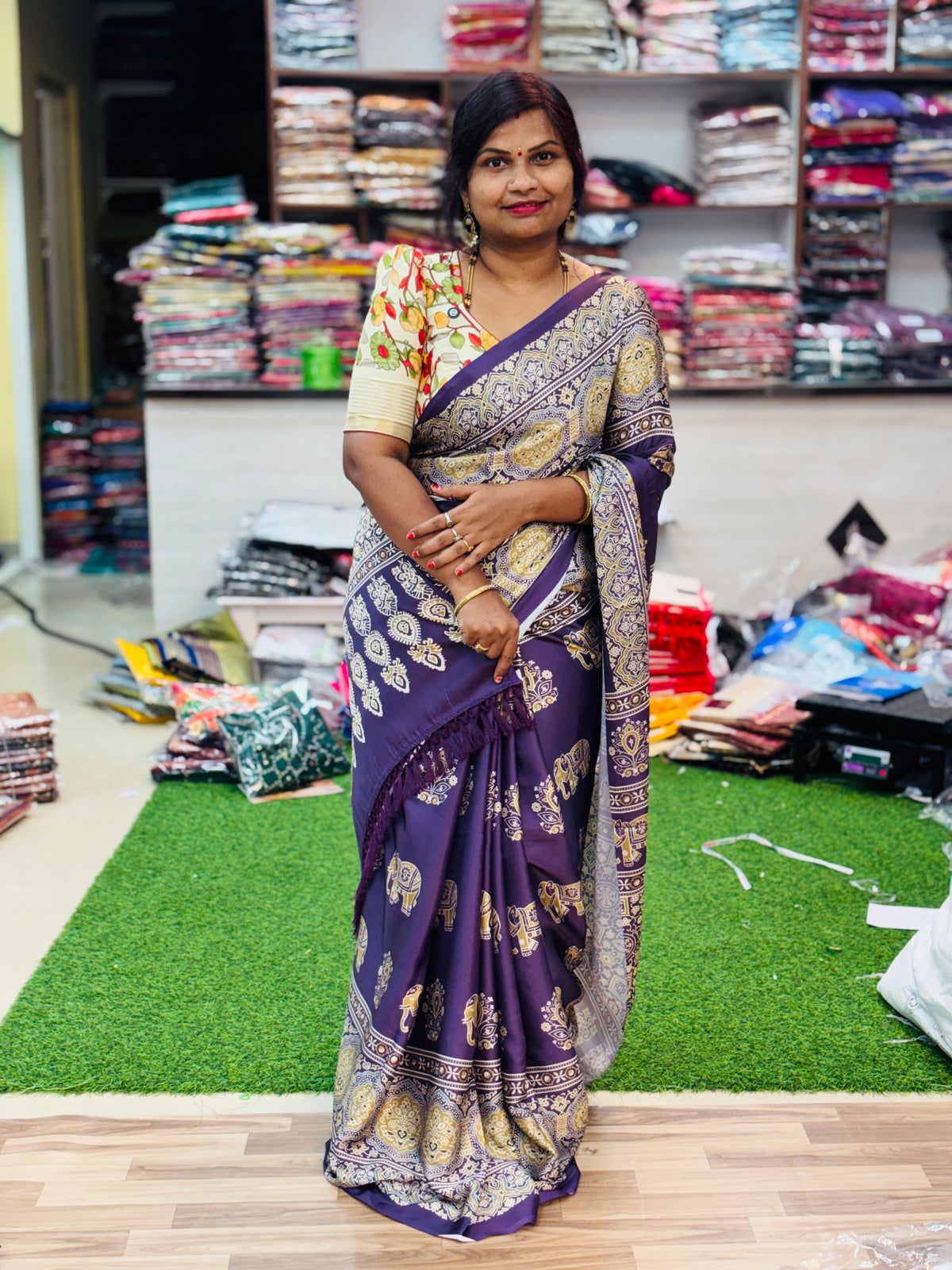 Azrak Satin Crepe Sarees
