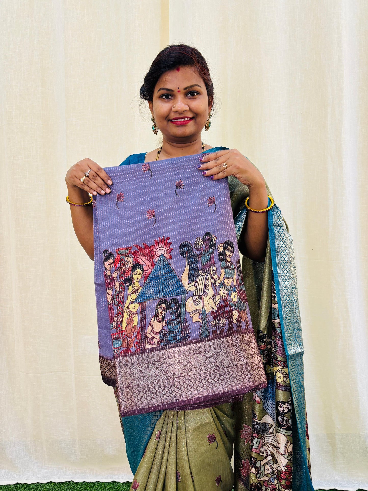 Dola Crepe Silk With Madhubani Prints