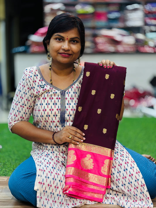 Semi Mysore Crepe Sarees