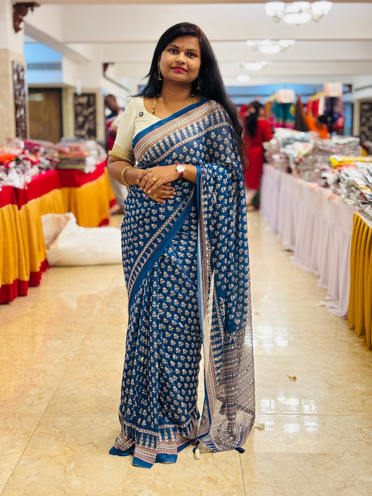 Azrak georgette Sarees - Blue