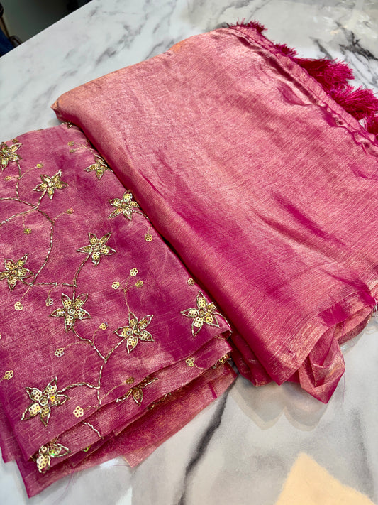 Plain Space Designer Sarees
