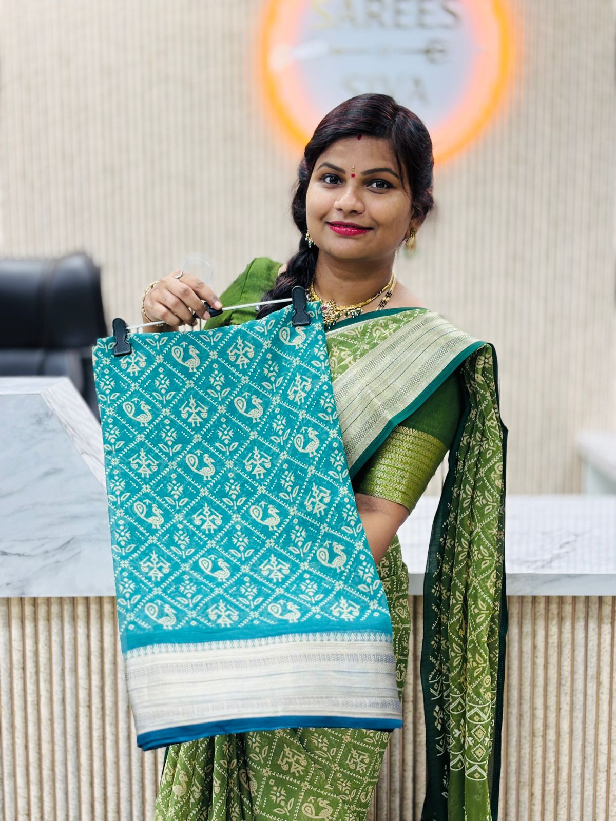Patola Pochampally Crepe Saree