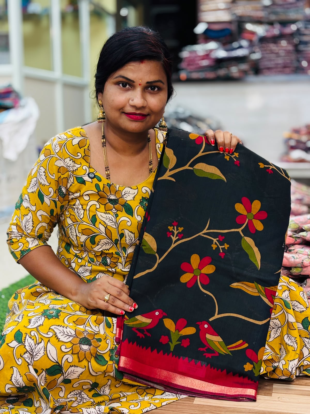 Mangalagiri Kalamkari Maheswari Pattu Saree