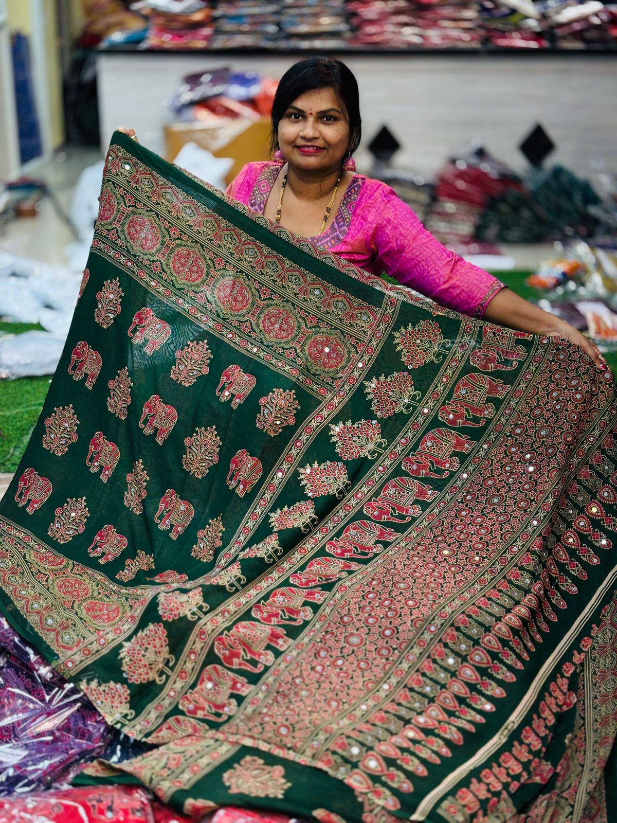 Azrak Elephants Sarees