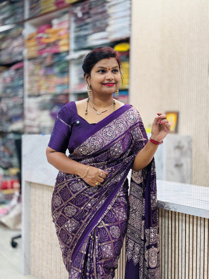Azrak Model Silk Saree