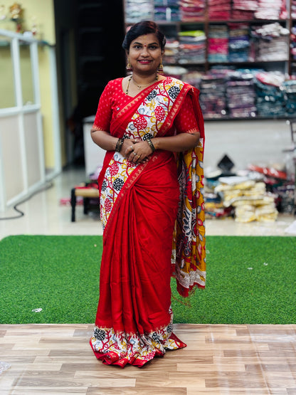 Mangalagiri Georgette Saree Red