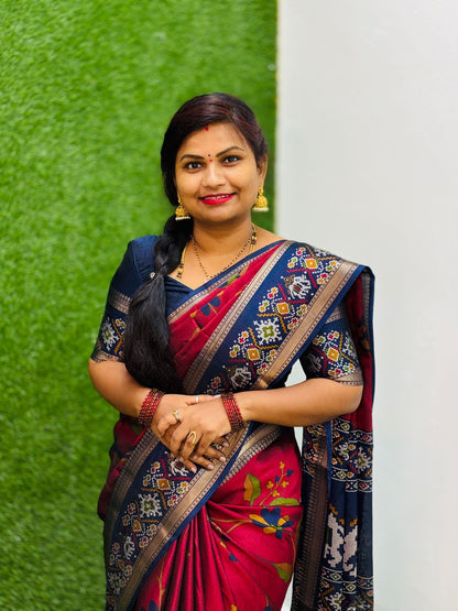 Pochampally Patola Pattu sarees 
Patola borders 
Digital print