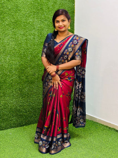 Pochampally Patola Pattu sarees 
Patola borders 
Digital print