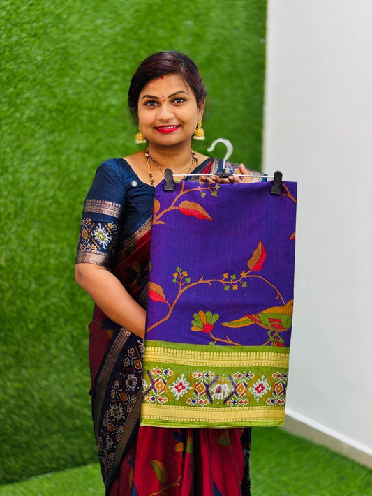Pochampally Patola Pattu sarees  Patola borders  Digital print
