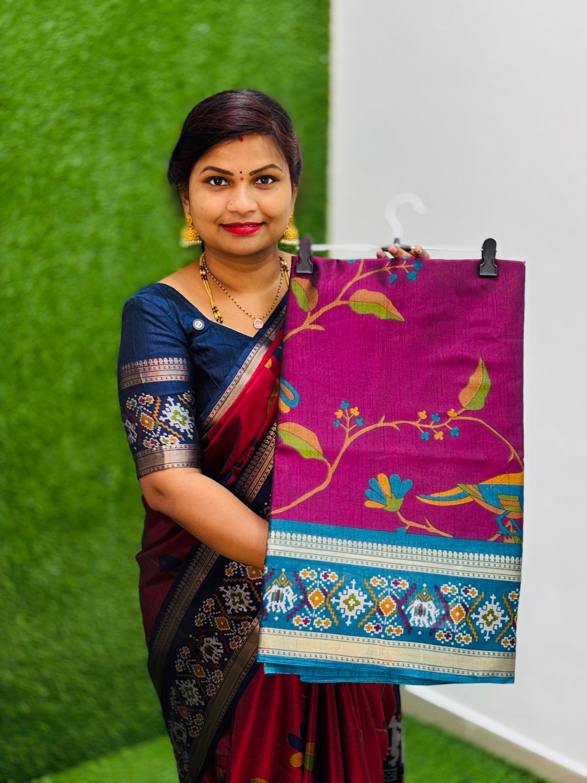 Pochampally Patola Pattu sarees  Patola borders  Digital print