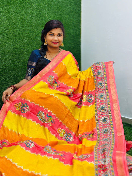 Mashmellow Georgette 
Peacock Detailing