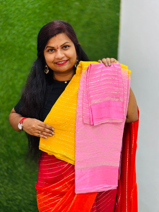 Premium viscouse georgette satin borders