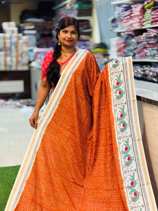 Pochampally Bandini Malai silk  Pochampally borders