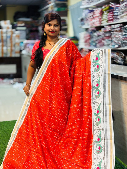 Pochampally Bandini Malai silk  Pochampally borders
