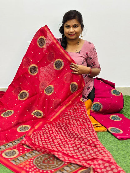 Trending malai cottons 
Highlited with Bandini designs