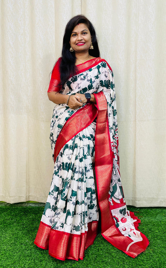 Kalamkari Butter Silk Sarees