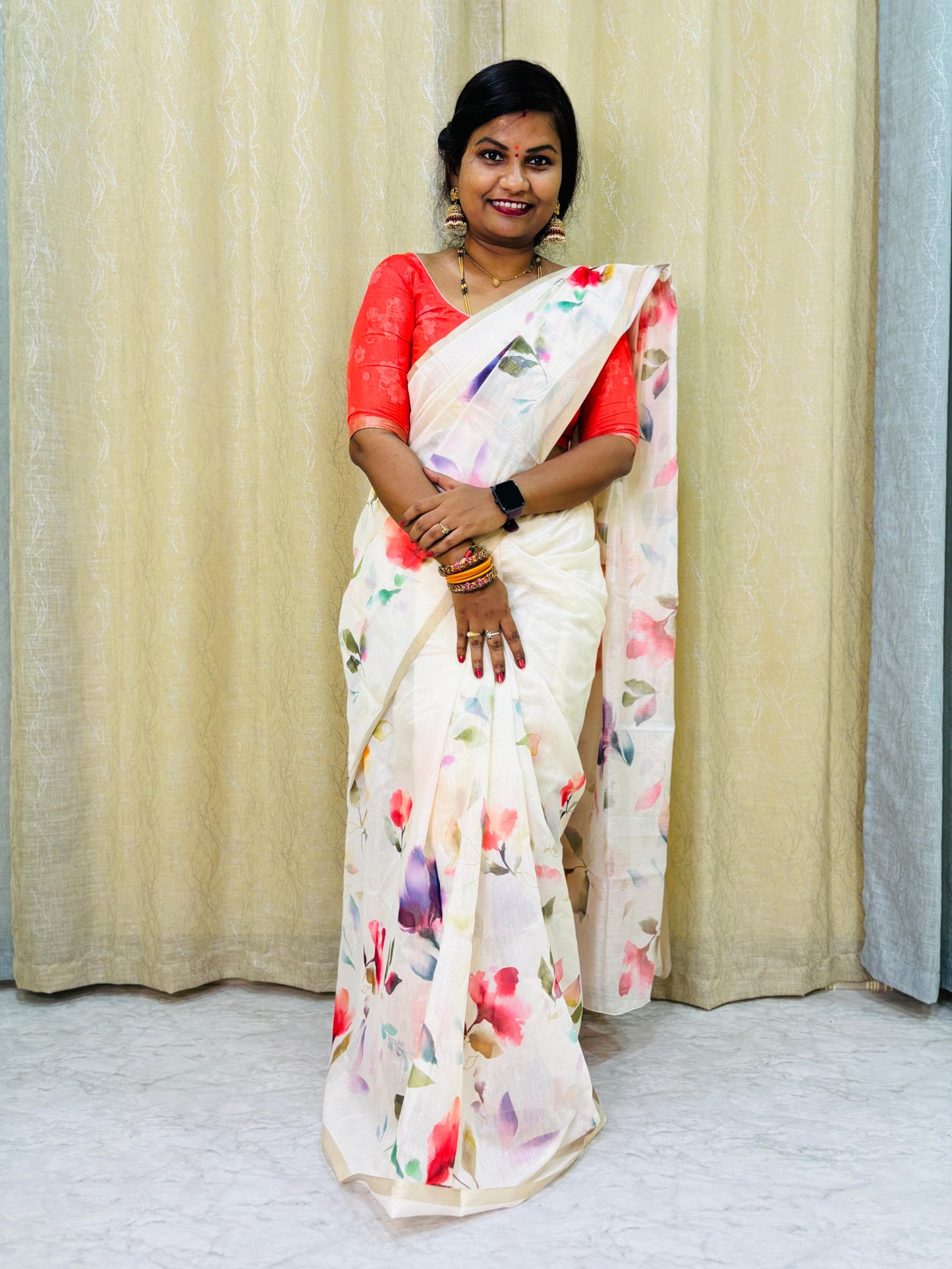 Chanderi Digital Floweral
