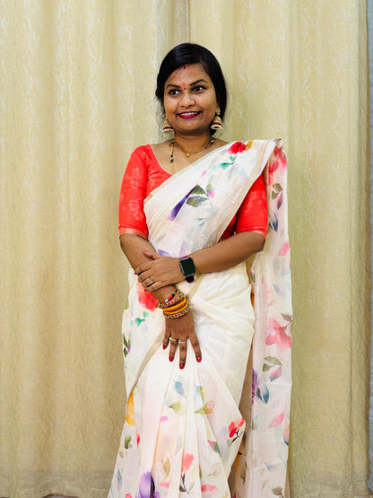 Chanderi Digital Floweral