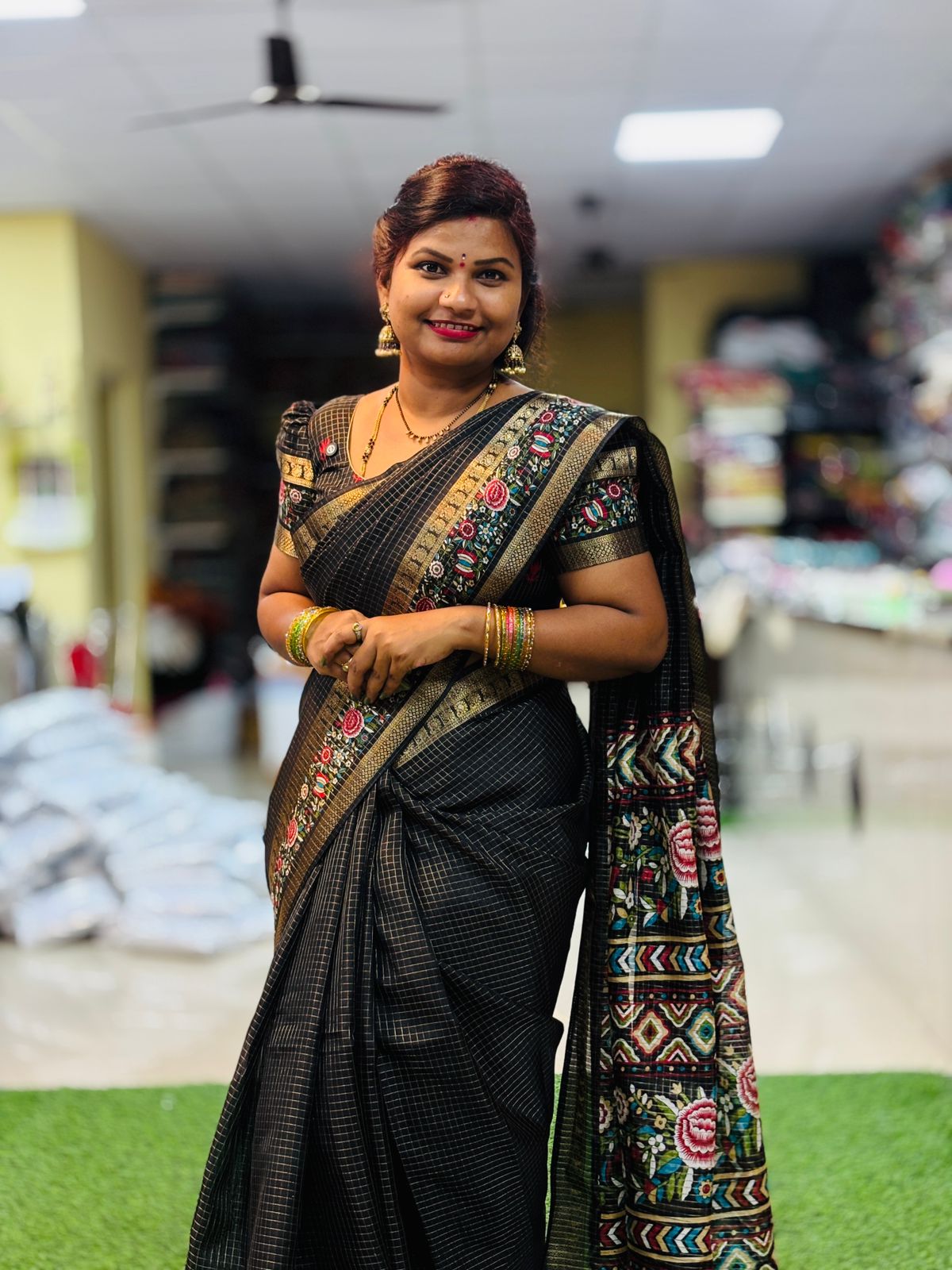 Black Kanchi Silk Saree