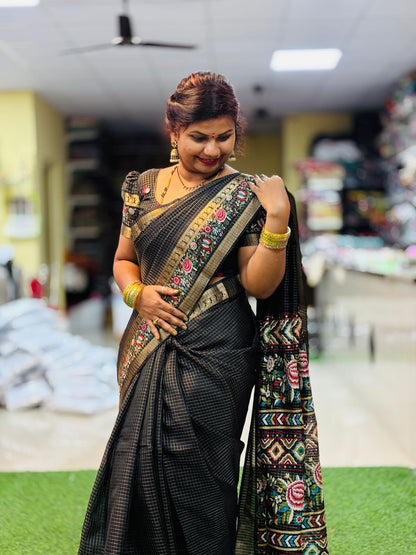Black Kanchi Silk Saree