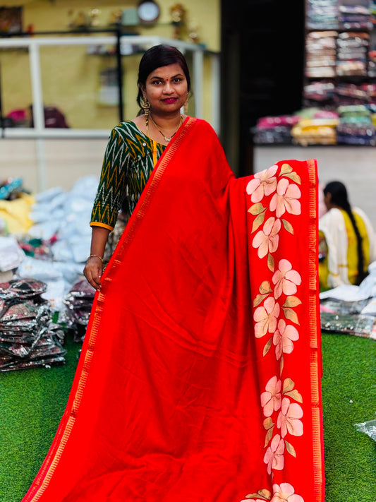Mangalagiri Mashmellow sarees Red