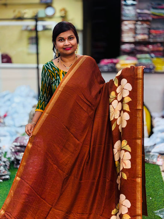 Mangalagiri Mashmellow sarees Brown