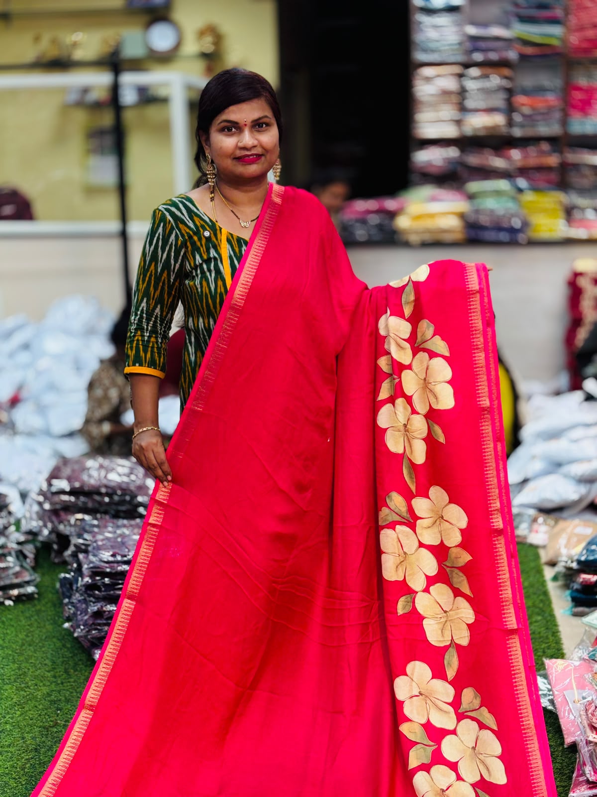 Mangalagiri Mashmellow sarees Rani pink