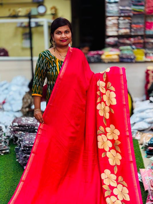 Mangalagiri Mashmellow sarees Rani pink