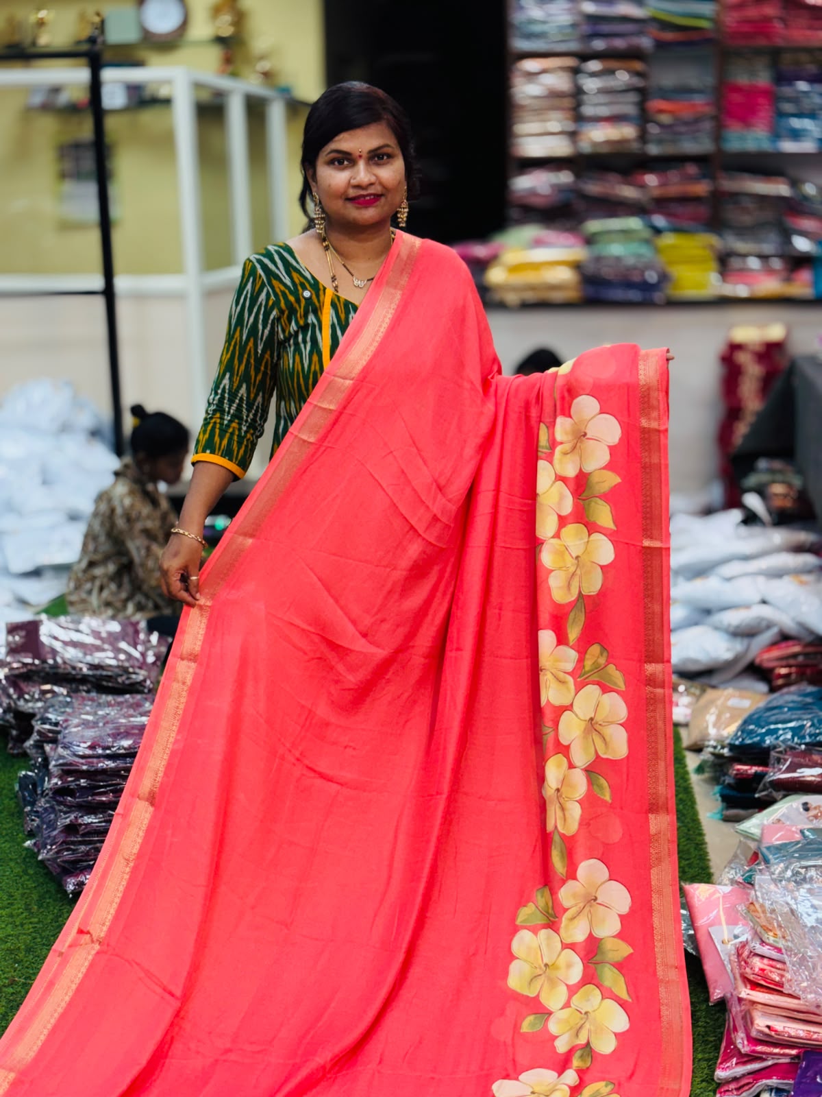 Mangalagiri Mashmellow sarees Peach pink