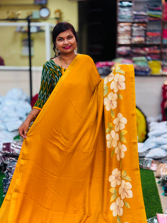 Mangalagiri Mashmellow sarees Yellow