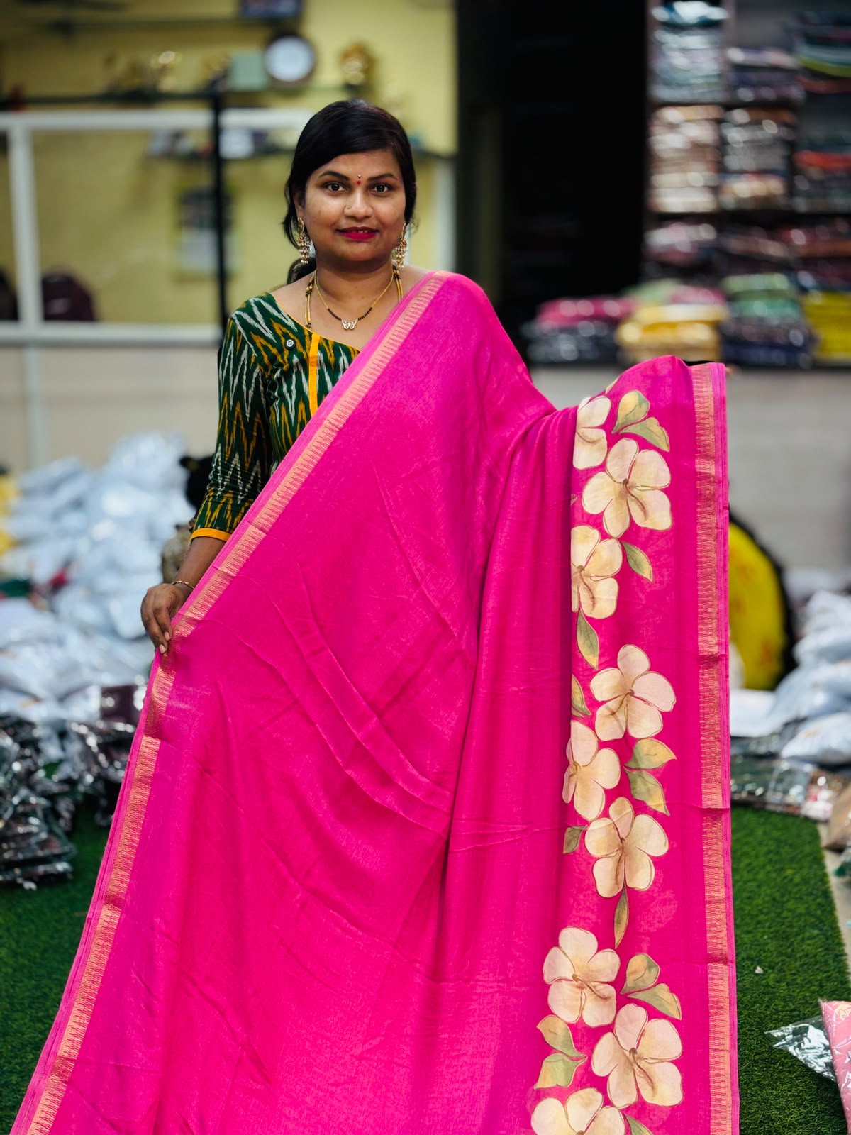 Mangalagiri Mashmellow sarees Pink