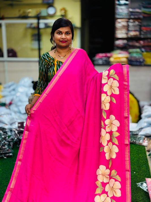 Mangalagiri Mashmellow sarees Pink