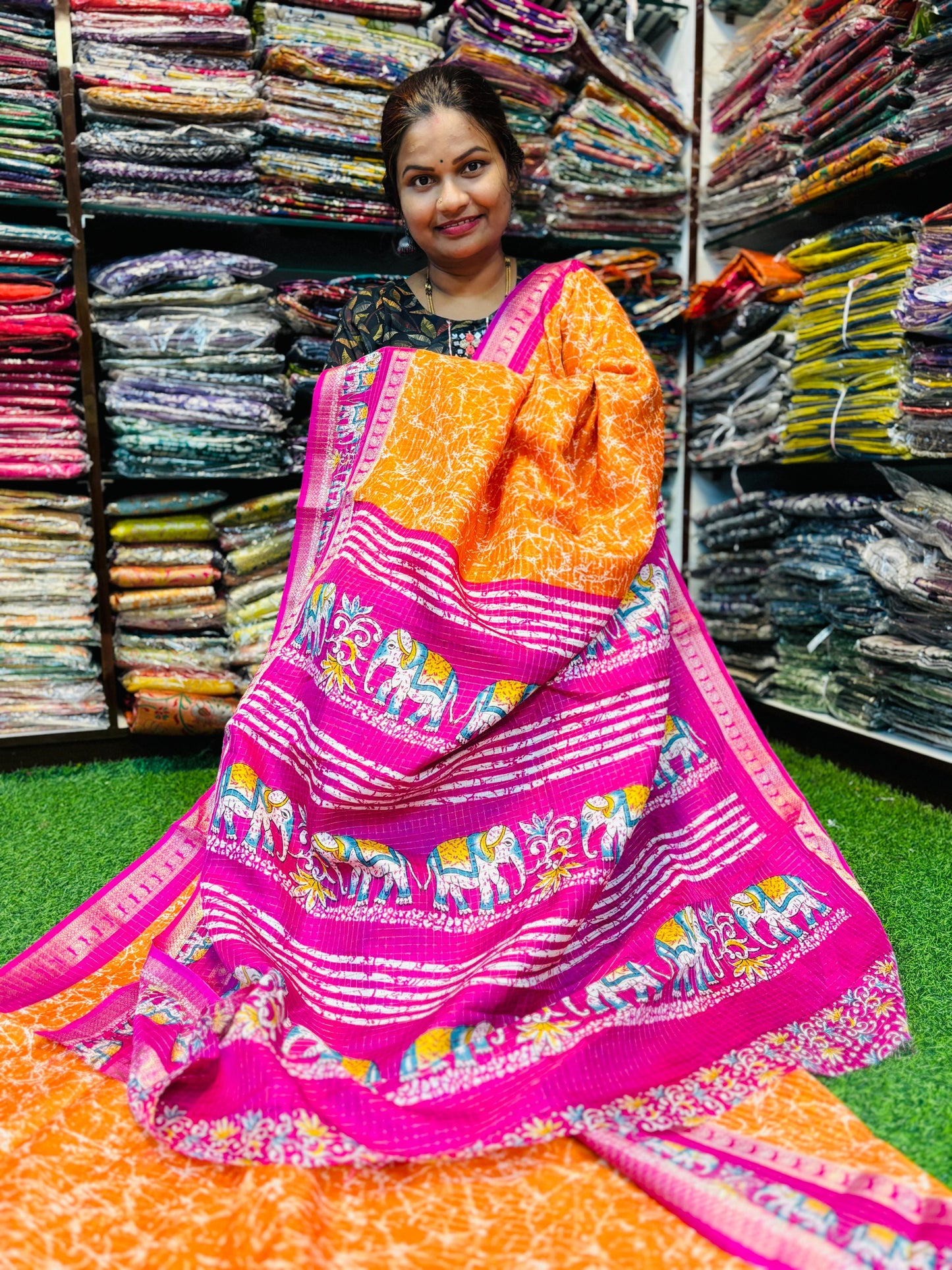 Kanchi Silk with Elephant border