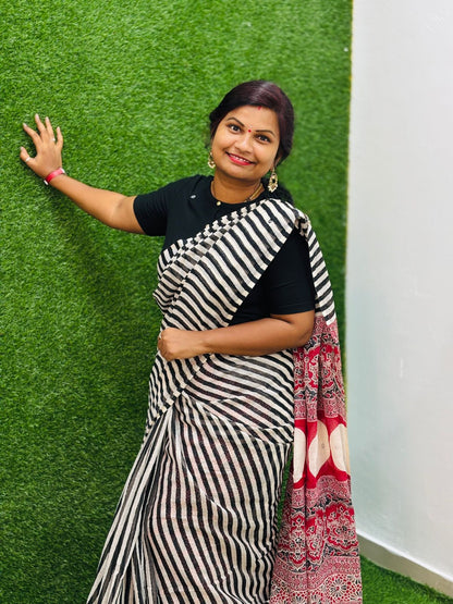 Azrak Lenin Cotton Saree