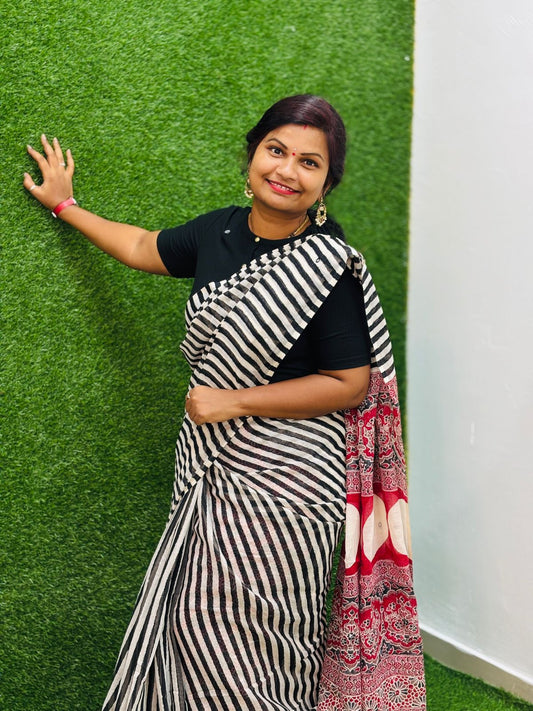 Azrak Lenin Cotton Saree