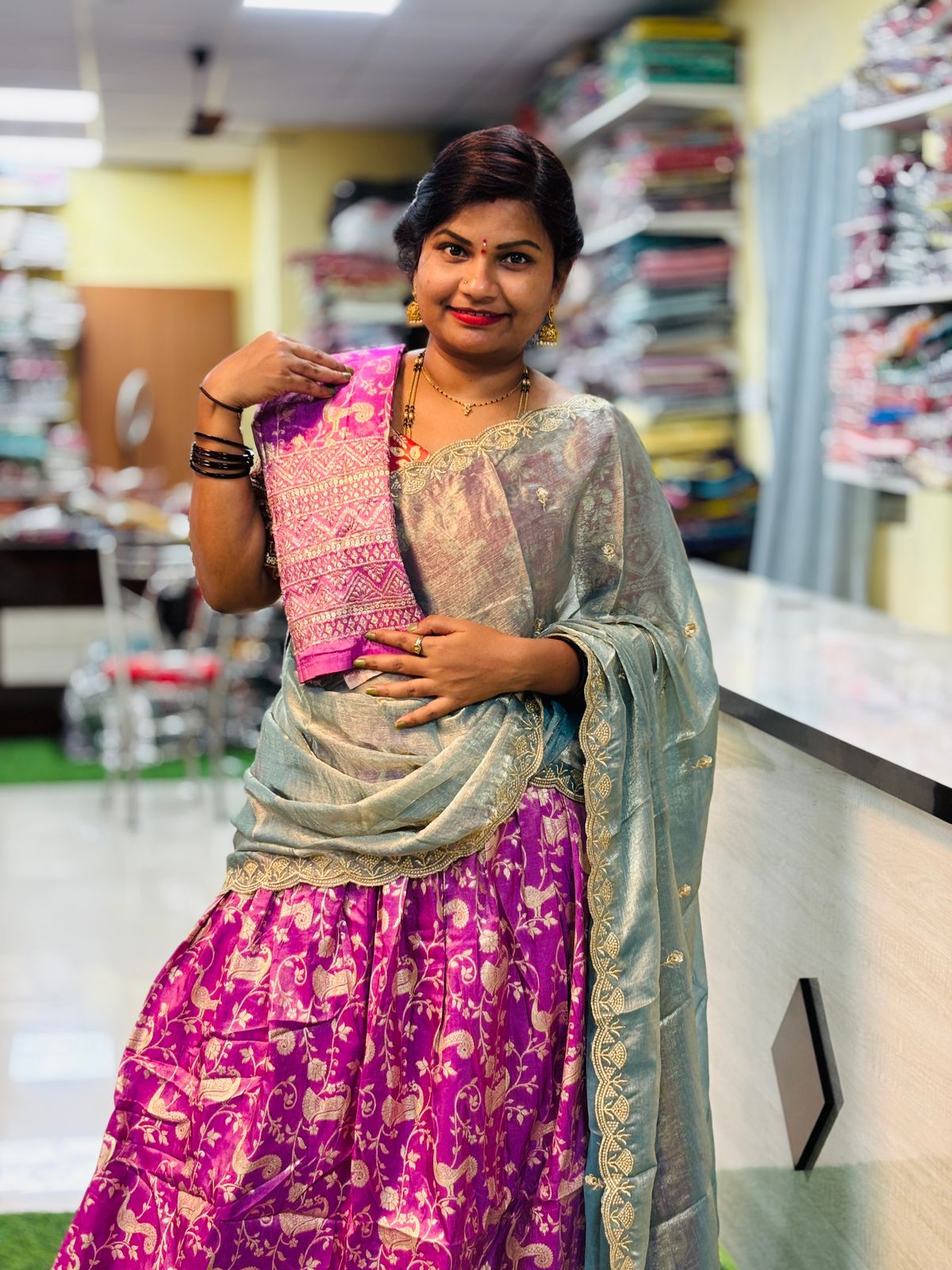 Banarasi Lehangas with Cutwork Duppata