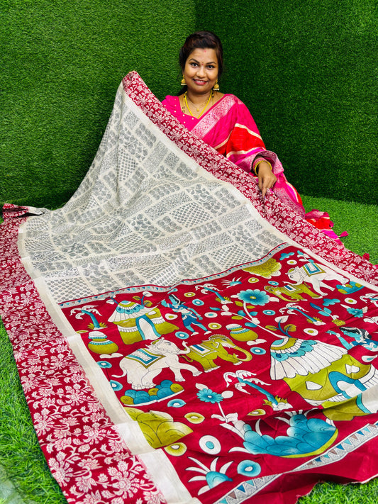 Madhubani kalamkari silk