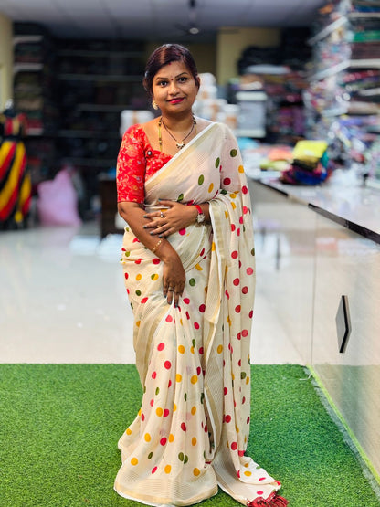 Retro Style Designer Chiffon Sarees