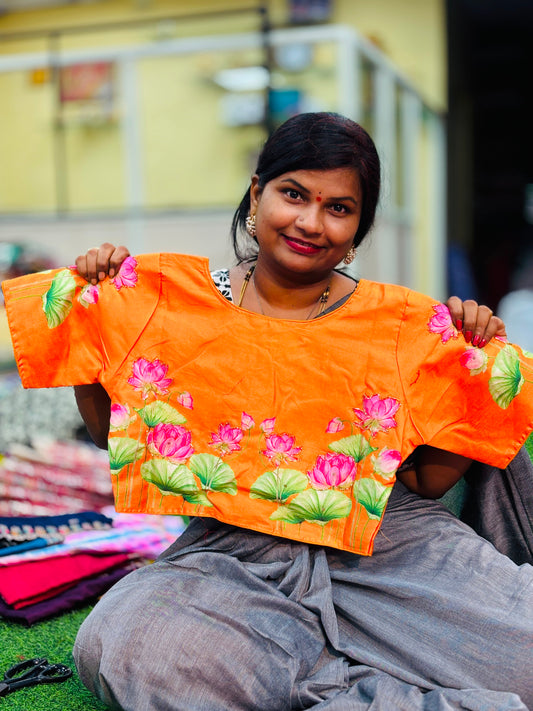 Raw Silk Zardosi Free size Blouse