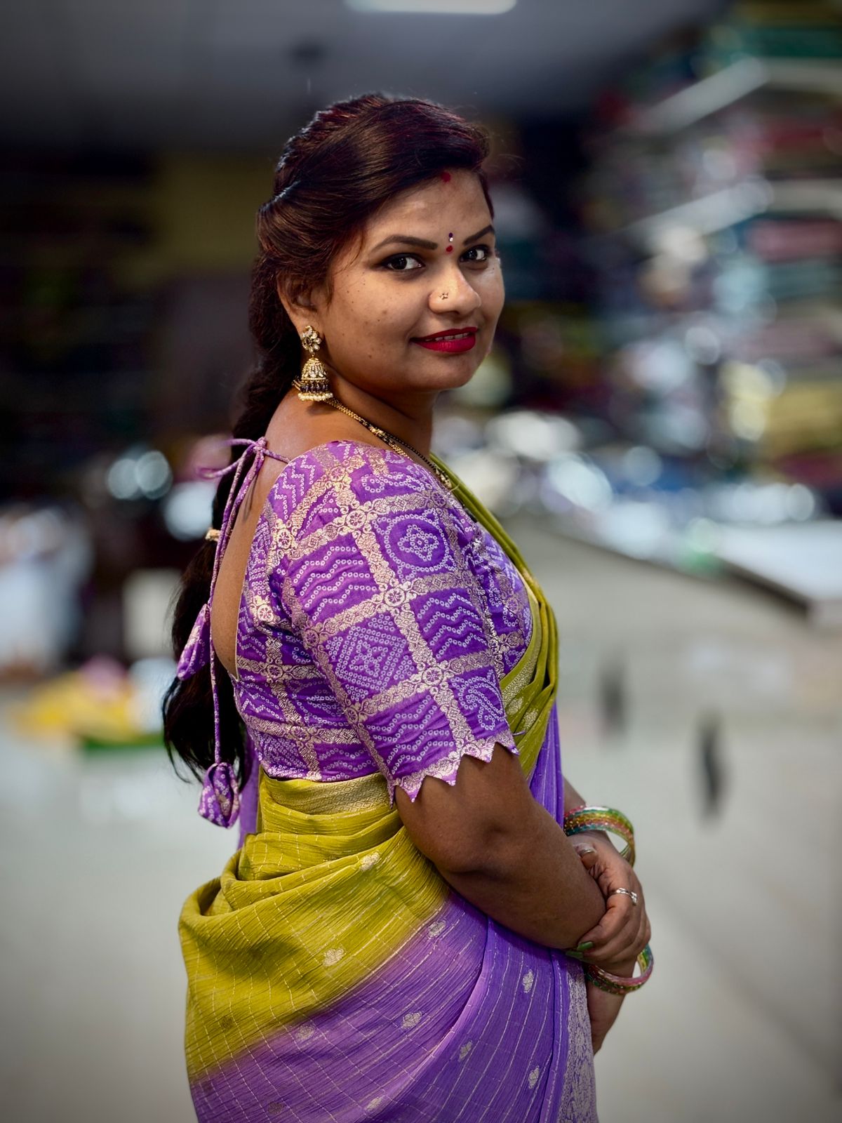 Lavender Chinnon Saree