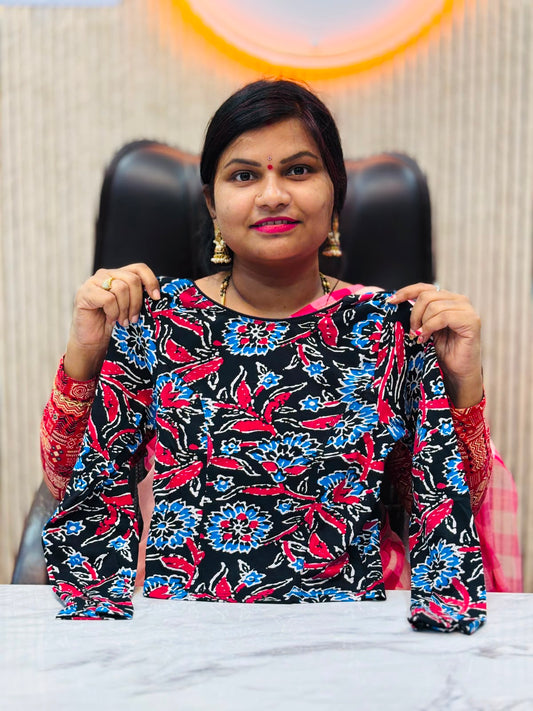 Kalamkari Readymade Blouse – XL Size (Elastic)