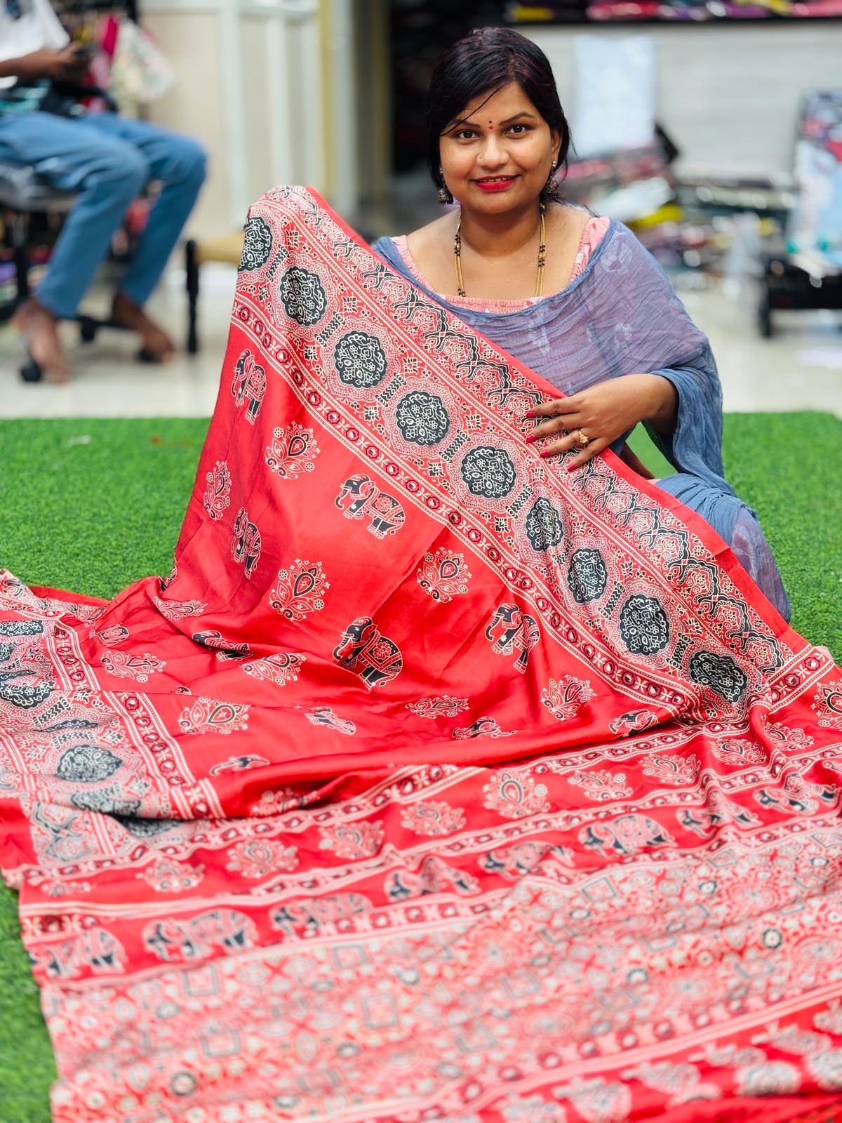 Azrak Satin Crepe Sarees